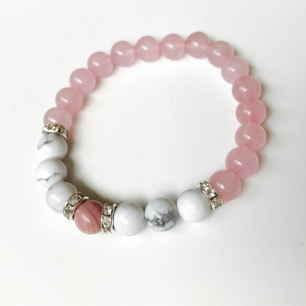 Rose quartz with howlite mala bracelet